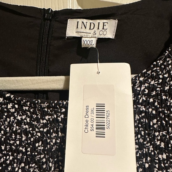 NWT Indie & Co Black and White Floral Tiered Midi Dress Women’s Size XXXL - Picture 3 of 7